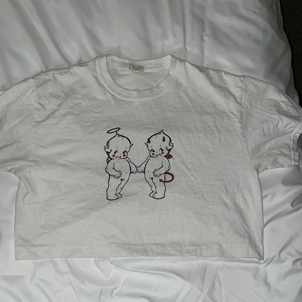 Brandy Melville cropped angel devil shirt